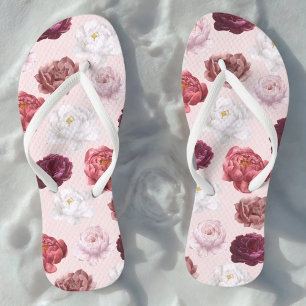 Rose romantique - paire de tongs