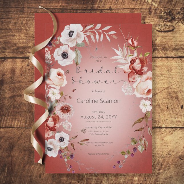 Rose romantique Red Floral nuptiale Invitation (Créateur téléchargé)