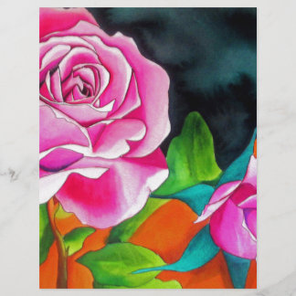Rose rose avec aquarelle orange