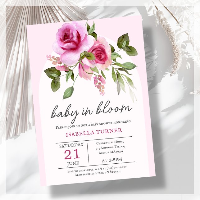 Rose Rose Baby in Bloom Baby shower Invitation (Créateur téléchargé)
