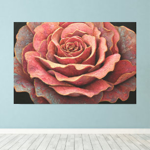 Rose rose, blanc et jaune – Art mural abstrait