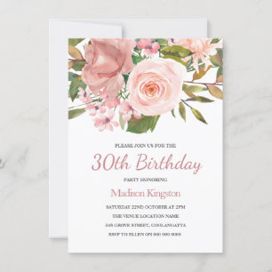 Rose rose Blush Gold 30e anniversaire Invitation d
