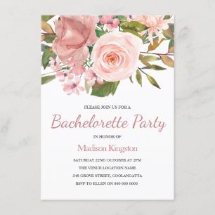 Rose rose Blush Gold Bachelorette Invitation