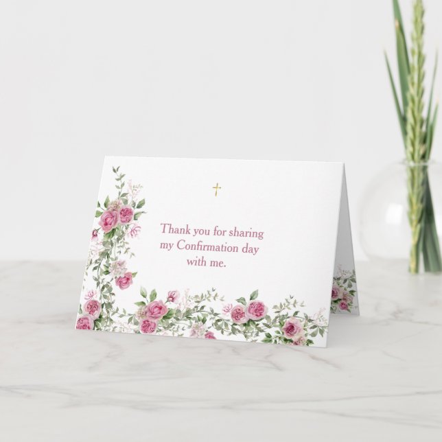 Rose rose Carte de remerciements de confirmation r (Devant)