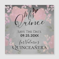 Rose Rose chic Quinceanera rose Enregistrer la dat