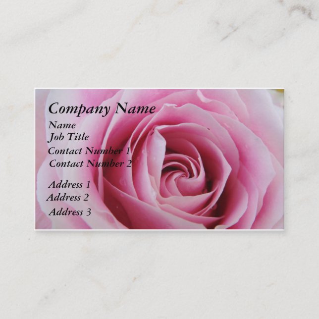 Rose rose Dans La Pluie Carte de visite (Devant)