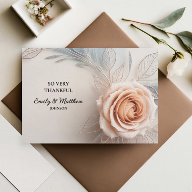 Rose Rose Dew Drops Designer Carte de remerciement (Créateur téléchargé)