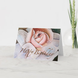 Rose rose douce en aquarelle—Bonne carte d'anniver