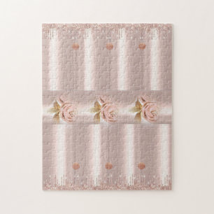 Rose rose en puzzle Glitter Drip Floral