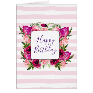 Rose rose et bouquet floral de pavot Joyeux annive