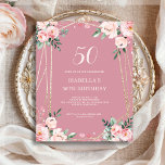 Rose rose floral 50e budget Invitation d'anniversa<br><div class="desc">Vous cherchez une invitation charmant et abordable pour votre prochain 50e anniversaire? Ne cherchez pas plus loin que notre rose invitation en papier floral rose! Avec un design charmant avec de délicates fleurs rose pâle sur un arrière - plan rose rose et une police élégante, cette invitation personnalisable vous donnera...</div>