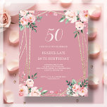 Rose rose floral 50e budget Invitation d'anniversa<br><div class="desc">Vous cherchez une invitation charmant et abordable pour votre prochain 50e anniversaire? Ne cherchez pas plus loin que notre rose invitation en papier floral rose! Avec un design charmant avec de délicates fleurs rose pâle sur un arrière - plan rose rose et une police élégante, cette invitation personnalisable vous donnera...</div>