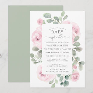 Rose rose Floral Baby Sprinkl Invitation