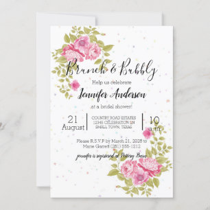 Rose rose floral Confetti Douche Invitation