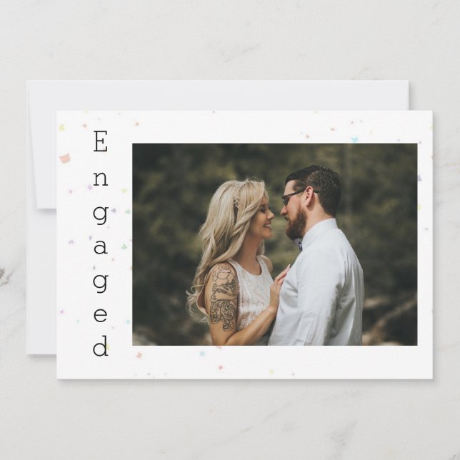 Rose rose Floral Confetti Fiançailles Faire-part (Devant)