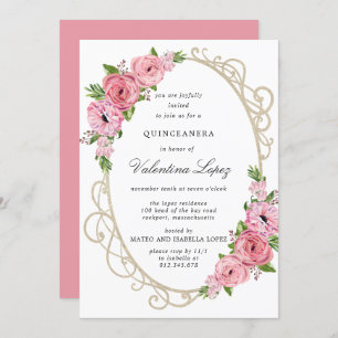 Rose Rose Floral or Quinceanera Invitation
