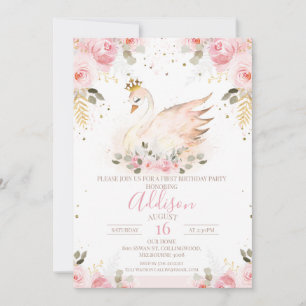 Rose rose Floral Princess Swan Invitation Annivers