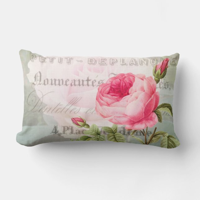 Rose rose français Accent Lumbar Coussin (Recto)
