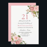 Rose Rose Gold Flowers 21e anniversaire Invitation<br><div class="desc">Rose Rose Gold Flowers 21e anniversaire Invitation de fête Voir la collection correspondante en magasin</div>