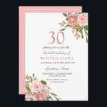 Rose Rose Gold Flowers 30e anniversaire Invitation<br><div class="desc">Rose Rose Gold Flowers 30e anniversaire Invitation de fête Voir la collection correspondante en magasin</div>