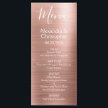 Rose Rose Gold Moderne et élégant Menu de mariage<br><div class="desc">Blush Rose Or Moderne Faux Metallic Acier Inoxydable Menu Mariage. Ce menu de Mariage à caractères roses et noirs peut être customisé pour inclure les noms de la Mariée et de la Salle, la date du mariage et les options du menu du dîner mariage. Ce menu fait partie d'une collection...</div>