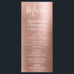 Rose Rose Gold Moderne et élégant Menu de mariage<br><div class="desc">Blush Rose Or Moderne Faux Metallic Acier Inoxydable Menu Mariage. Ce menu de Mariage à caractères roses et noirs peut être customisé pour inclure les noms de la Mariée et de la Salle, la date du mariage et les options du menu du dîner mariage. Ce menu fait partie d'une collection...</div>