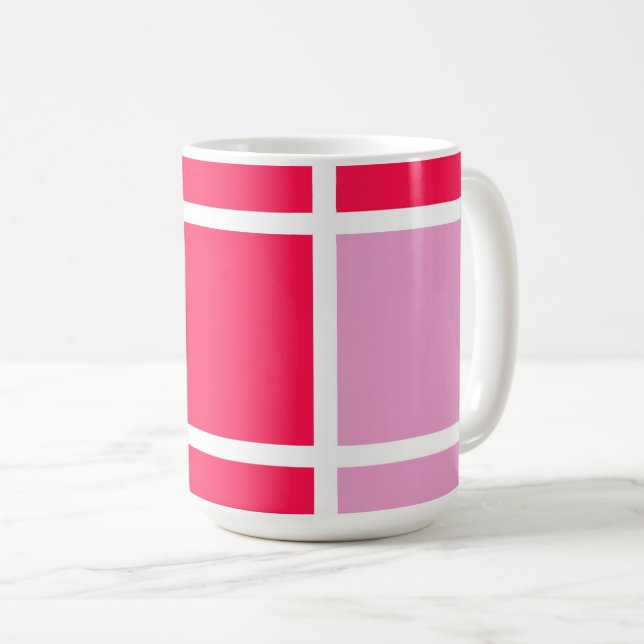 Rose rose lignes blanches carrés géométrique Mug (Devant droit)