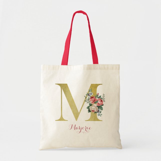 Rose rose M Sac fourre-tout initial - Nom personna (Devant)