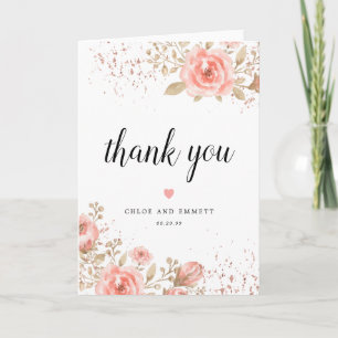 Rose rose Mariage Carte de remerciements
