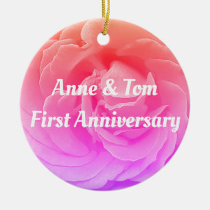 Rose rose, ornement de mariage et d'anniversaire d