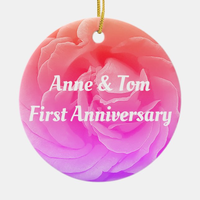 Rose rose, ornement de mariage et d'anniversaire d (Devant)