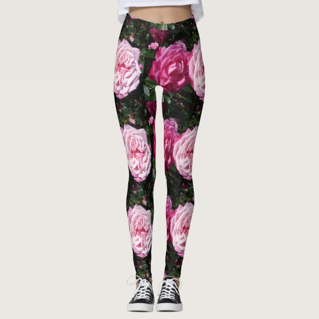 Rose rose photo Leggings floraux (Devant)