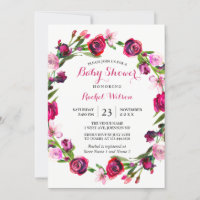 Rose rose romantique Baby shower floral Invitation