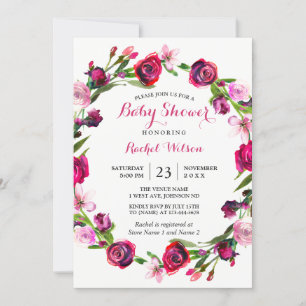 Rose rose romantique Baby shower floral Invitation