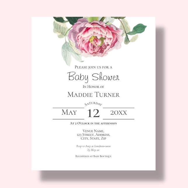 Rose rose rose | Invitation Baby shower (Créateur téléchargé)