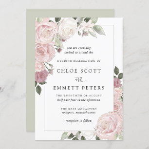 Rose rose rousse Rustique Floral Faire-part de mar