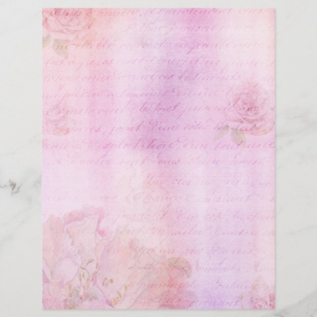 Rose rose Shabby Chic Scrapbook Ephemera (Devant)