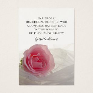 Rose rose sur blanc Mariage Carte de la Charité Fa