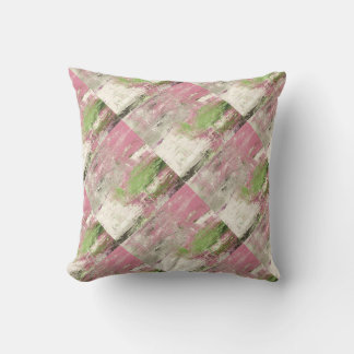 Rose rose vert & blanc moderne Abstrait Coussin