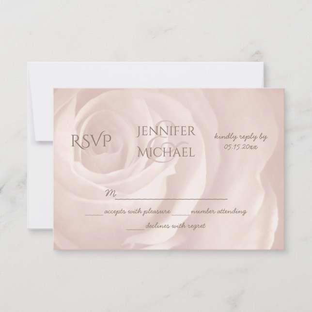 rose rose vif floral simple élégant mariage RSVP (Devant)