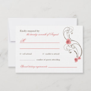 Rose Roses Fleur Elégant Mariage Carte RSVP