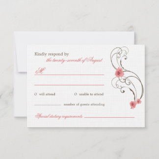 Rose Roses Fleur Elégant Mariage Carte RSVP