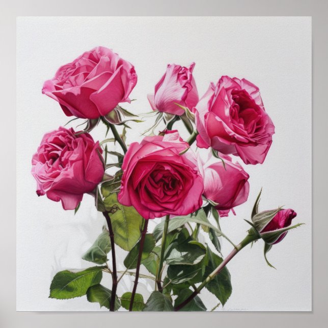 Rose Roses Flower Art Imprimer Poster (Devant)