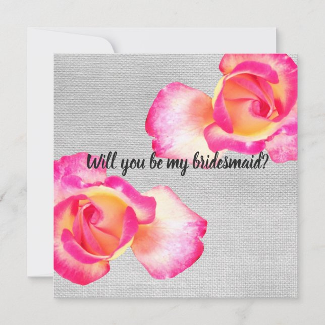 Rose Roses, toile Bridesmaid Carte Mariage (Devant)