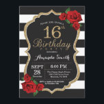 Rose rouge 16e anniversaire Invitation Parties sci<br><div class="desc">Rose rouge 16e anniversaire Invitation Parties scintillant d'or. Invitation de fête d'anniversaire noir et or. Parties scintillant or. Blancs et Noirs. Tableau de bord. Numérique imprimable. Pour plus de personnalisation,  cliquez sur le bouton "Customiser" et utilisez notre outil de conception pour modifier ce modèle.</div>