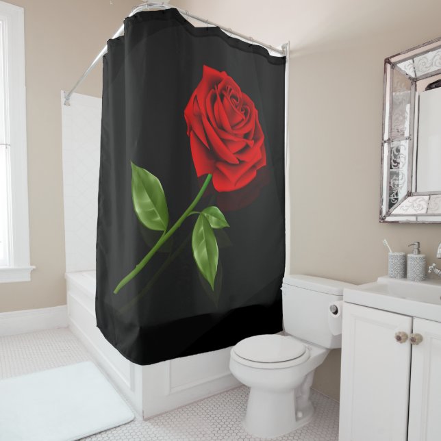 Rose rouge 2 - Rideau de douche (En situation)