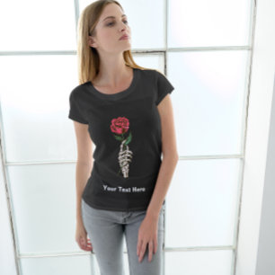 Rose rouge à squelette T-shirt main