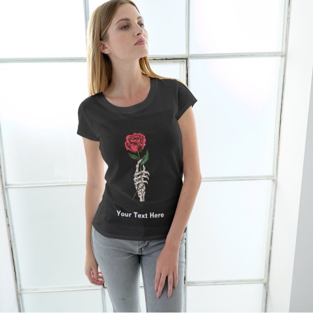 Rose rouge à squelette T-shirt main (Créateur téléchargé)