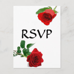 Rose rouge aquarelle - Carte postale RSVP