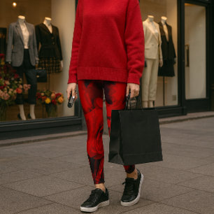 Rose rouge avec noir Imprimer tout sur les Legging